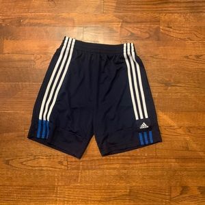Boys 14-16 navy blue, blue, and white adidas athletic shorts